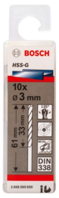 Foret métal (x10) - dimensions Ø.3 x L.33 mm - emmanchement Universel - Bosch