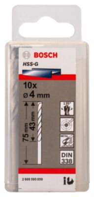 Foret métal (x10) - dimensions Ø.4 x L.43 mm - emmanchement Universel - Bosch