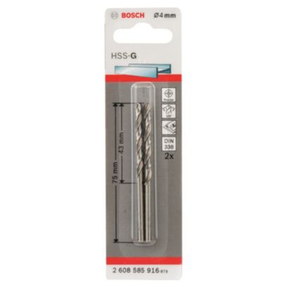 Foret métal (x2) - dimensions Ø.4 x L.43 - emmanchement Universel - Bosch professionnelle