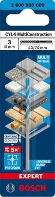 Foret multi matériaux (x1) - dimensions Ø.3 x L.70 mm - emmanchement Plat - Bosch