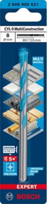 Foret multi matériaux (x1) - dimensions Ø.8 x L.120 mm - emmanchement Plat - Bosch