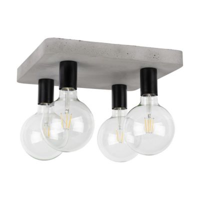 Fortan Plafonnier 4xE27 Max.60W Béton Gris/Métal Noir