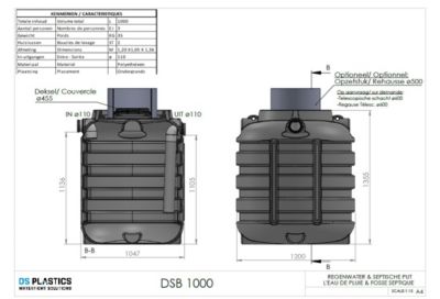Fosse Septique Ronde 1000 Litres Renforts Circulaires Avec Réhausse Télescopique DS Eau Pour 3 Personnes