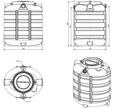 Fosse Septique Ronde 1500 Litres Renforts Circulaires Avec Réhausse Télescopique DS Eau Pour 4 personnes