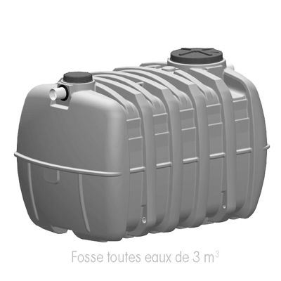 Fosse septique toutes eaux, horizontale, 3 m³ 3000 L préfiltre intégré - Eauneo
