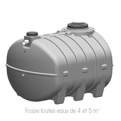 Fosse septique toutes eaux, horizontale, 4-5 m³ 4000 L préfiltre intégré - Eauneo