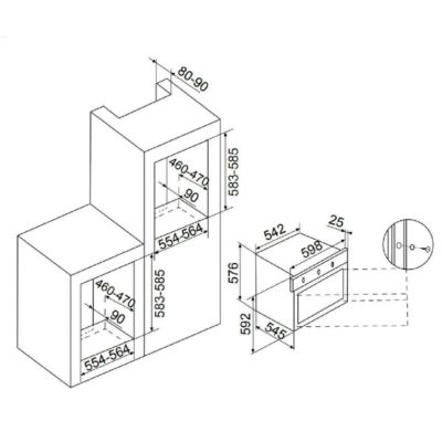 Four encastrable catalyse AFSCW21WHN, Four à gaz, 60 litres, 5 fonctions