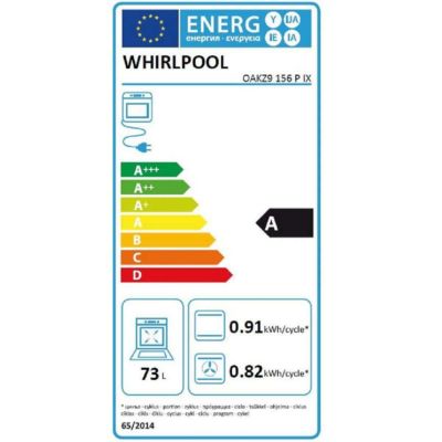 Four intégrable multifonction 73l 60cm a pyrolyse inox Whirlpool OAKZ9156PIX
