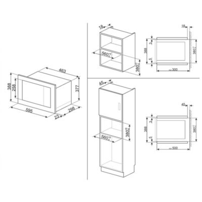 Four micro-ondes encastrable Universel 19L FMI017X Smeg inox
