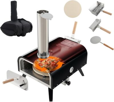 Four à Pizza à Gaz Extérieur PINATUBO Noir Acier Inoxydable Avec Pelle