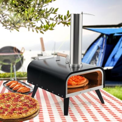 Four à Pizza Extérieur à Bois, Pelle à Pizza et Thermomètre, Sac de Transport, avec Pieds Piable en Acier pour Jardin, Camping