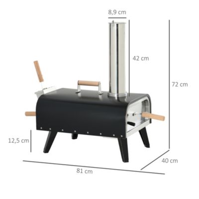 Four à pizza extérieur feu de bois - pelle à pizza, pierre réfractaire dia. 30 cm inclus