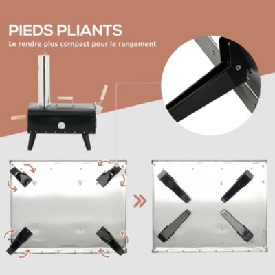 Four à pizza extérieur feu de bois - pelle à pizza, pierre réfractaire dia. 30 cm inclus