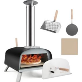 Four à Pizza Extérieur Pied Pliable Feu au Bois 33cm Pierre à Pizza Pelle Pare feu Cheminée amovible