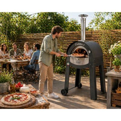 Four à pizza Exterieur Professionnel Cuisson 2 Pizzas 400-C - Four à Bois haute qualité INOX Pierre réfractaire Bellanapoli