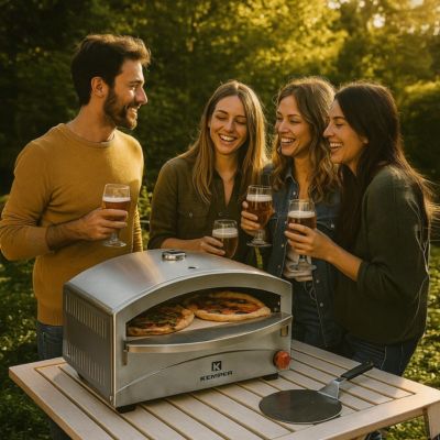 Four à pizza à gaz 4800W Cuisson pierre réfractaire 250 à 400-C Spatule Incluse KEMPER