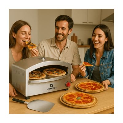 Four à pizza à gaz 4800W Cuisson pierre réfractaire 250 à 400-C Spatule Incluse KEMPER