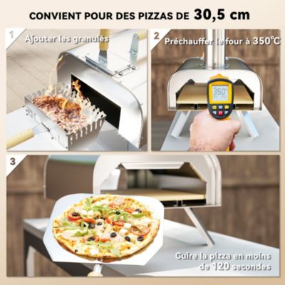 Four à pizza pliable portable à bois ou à pellet - pierre refractaire, ustensiles inclus - acier inox