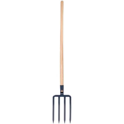 Fourche à bêcher à douille 4 dents de 30 cm manche bois pomme 100 cm