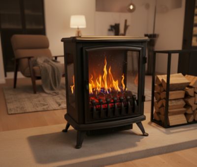 Foyer électrique Fire Glass 45 cm avec Effet flammes 3D Chemin'Arte