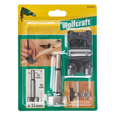 Fraise anti-éclats Wolfcraft Ø35 mm + guide charnière