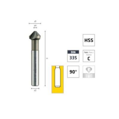 Fraise à Lamer HSS DIN 335 C - Métaux, s 90  D. 10.4 x Lt. 50 x d. 2.5 x Q. 6 mm x Z3 - Diamwood