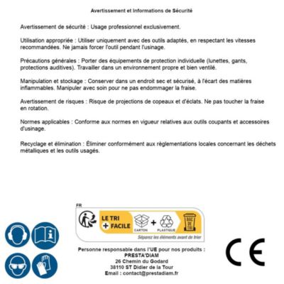 Fraise Rotative HM Tige Cylindrique avec Coupe Frontale - Aciers, Inox D. 3 x Lt. 38 x Lu. 14 x Q. 3 mm - Diamwood