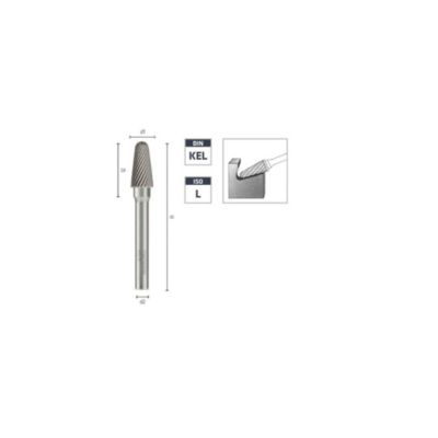 Fraise Rotative HM Tige Cylindrique Forme Bout Arrondi - Aciers, Inox D. 8 x Lt. 65 x Lu. 20 x Q. 6 mm - Diamwood