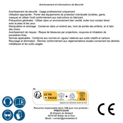 Fraise Rotative HM Tige Cylindrique Forme Sphérique - Fontes, Aciers D. 3 x Lt. 33 x Lu. 2.5 x Q. 3 mm - Diamwood