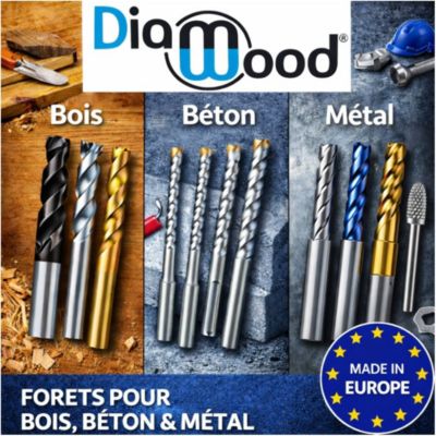 Fraise Rotative HM TiN Tige Cylindrique sans Coupe Frontale - Fontes, Aciers D. 8 x Lt. 65 x Lu. 20 x Q. 6 mm - Diamwood