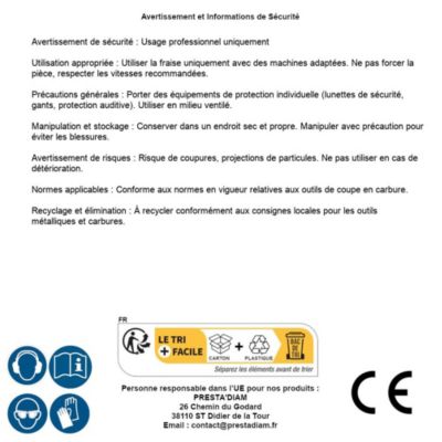 Fraise Rotative HM TiN Tige Cylindrique sans Coupe Frontale - Fontes, Aciers D. 8 x Lt. 65 x Lu. 20 x Q. 6 mm - Diamwood