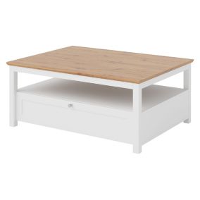 Francesco - table basse - bois et blanc - 104 cm - Best Mobilier