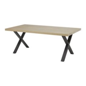 FRANK - Table 170cm Aspect Bois French Oak Piètement X Métal Noir