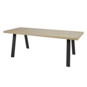 FRANK - Table 200cm Aspect Bois French Oak Piètement A Métal Noir