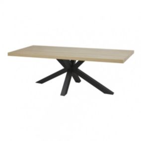 FRANK - Table 200cm Aspect Bois French Oak Piètement Etoile Métal Noir