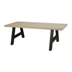 FRANK - Table 230cm Aspect Bois French Oak Piètement Country Métal Noir