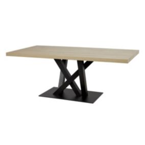 FRANK - Table 230cm Aspect Bois French Oak Piètement Croisé Noir