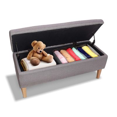 Frankystar Istanbul coffre ottoman 42L banc capitonne tissu grigio siderale