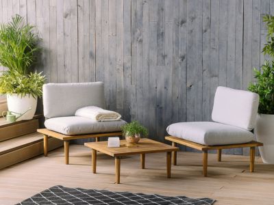 FRASCATI 2 places Ensemble de salon de jardin avec table Gris clair Bois d'acacia certifié