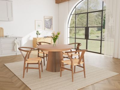 Freya - table à manger ronde extensible - effet bois - 4 à 8 personnes - Lisa Design
