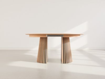 Freya - table à manger ronde extensible - effet bois - 4 à 8 personnes - Lisa Design