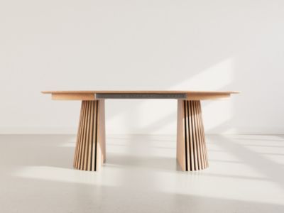 Freya - table à manger ronde extensible - effet bois - 4 à 8 personnes - Lisa Design