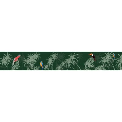 Frise adhésive autocollante 15 cm X 300 cm - Savane, Jungle, Perroquet, Cocotiers, Palmier - Décoration murale
