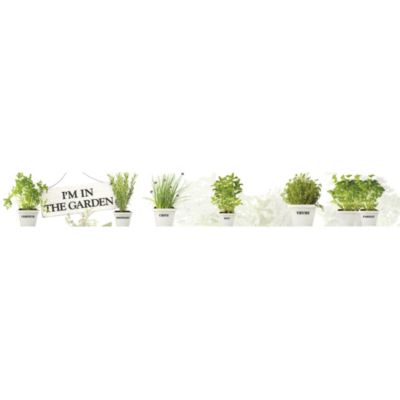 Frise adhésive décorative cuisine, motifs herbes aromatiques, 15 cm X 300 cm, autocollante.