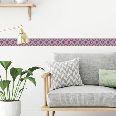 Frise adhésive multicolore motif tribal, 10 cm x 300 cm - Décoration murale