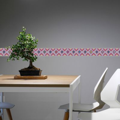 Frise adhésive multicolore motif tribal, 10 cm x 300 cm - Décoration murale