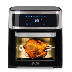 Friteuse à air 8 en 1, Four Airfryer à convection - Adler AD6309 13 litres - Puiss. Max. 2500W - Ensemble de rôtisserie, Panier
