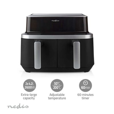 Friteuse sans huile double 2600w noir Nedis KAAF320BK