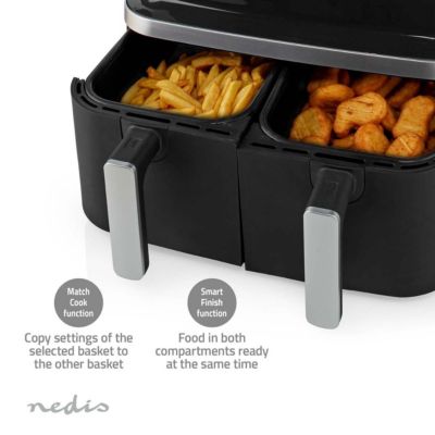 Friteuse sans huile double 2600w noir Nedis KAAF320BK