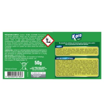 Fumigène anti-insectes 50g traitement total efficace